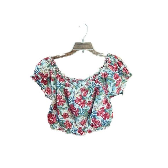American Eagle Off The shoulder Floral Crop Top Sz M NWOT - Picture 2 of 6